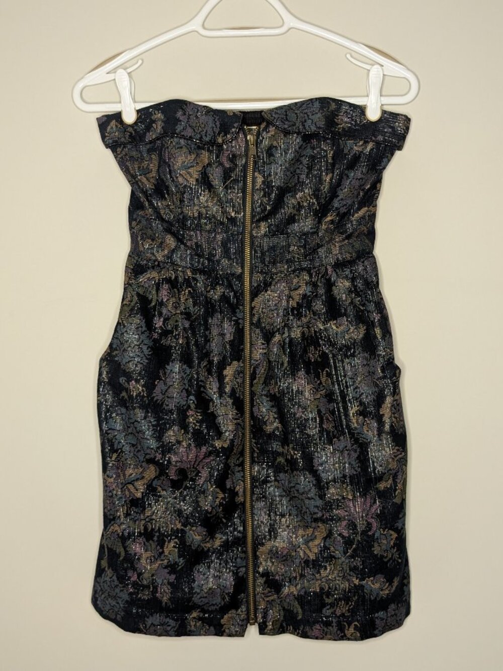 Staring at Stars UO Strapless Boned Empire Full Zip Sparkly Mini Dress Size 2